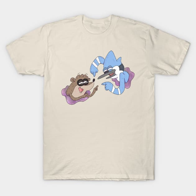 Regular Show - Mordecai and Rigby T-Shirt by surfinggiraffecomics